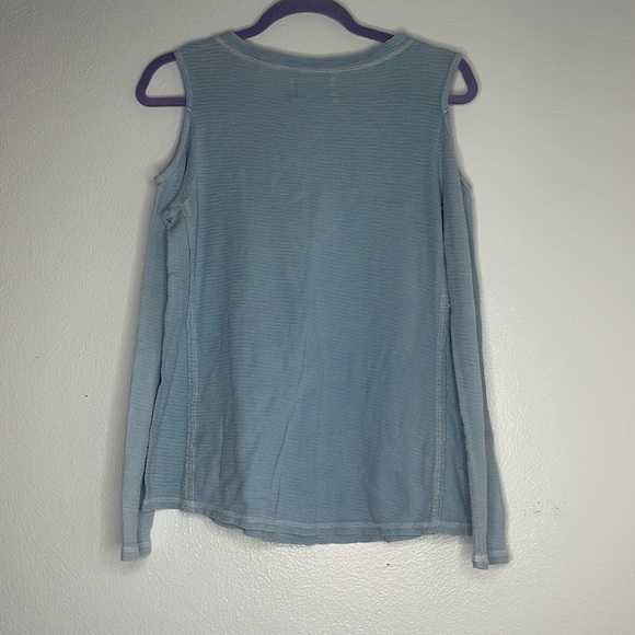 Sol Angeles Light Blue Boho Cold Shoulder Long Sleeve Top - Picture 2 of 9